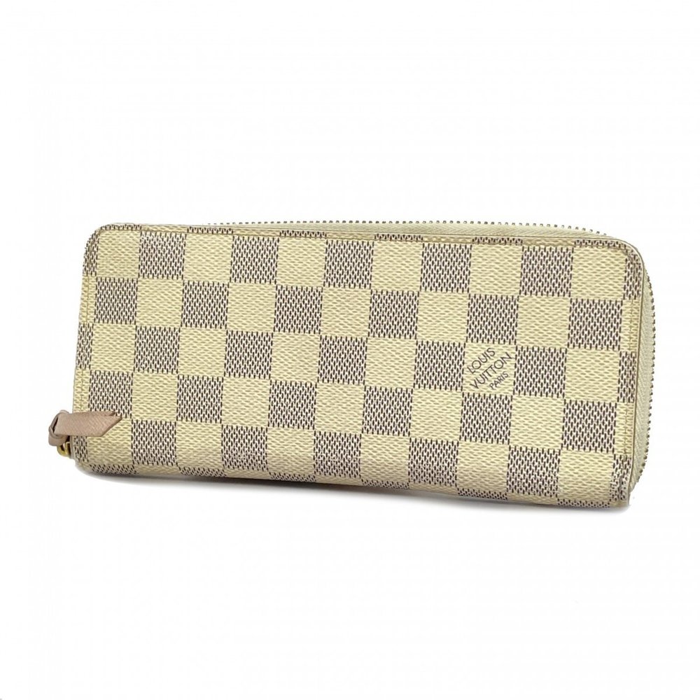Louis Vuitton Long Wallet Damier Azur Portefeuille Clemence N61264 White Ladies